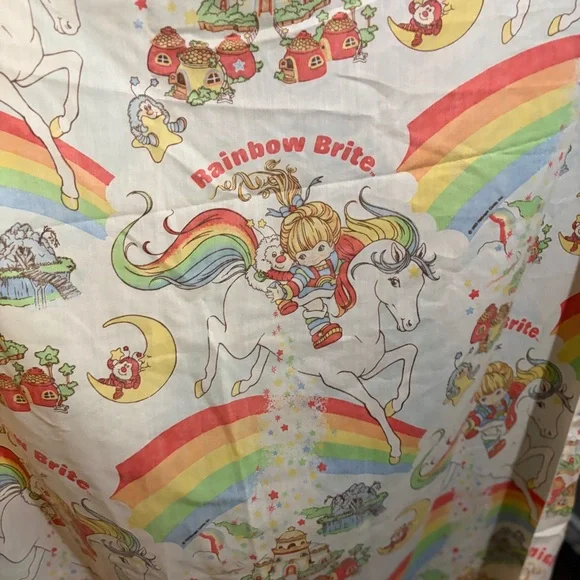 Vintage 1983 Hallmark Rainbow Brite Fitted Twin Bed Sheet - Picture 2 of 5